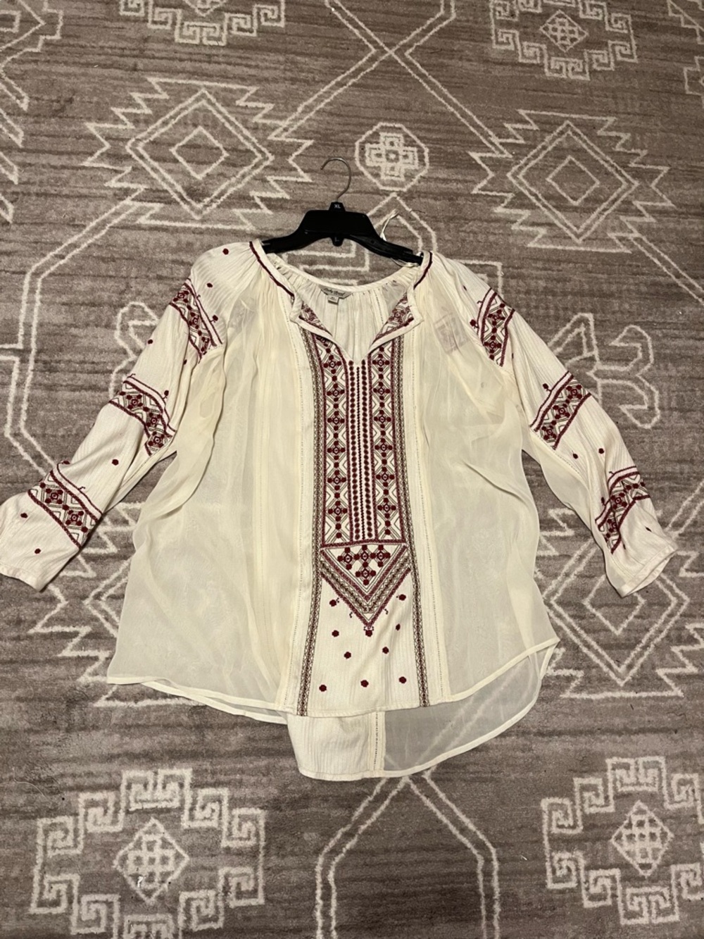 Lucky Brand Embroidered Peasant Top